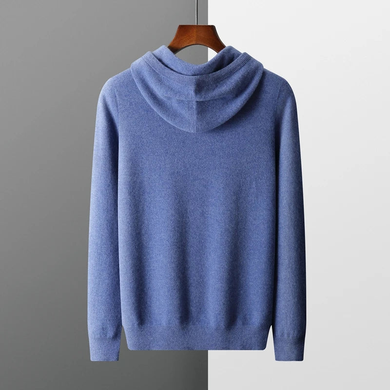 Hoodie Homme 100% Laine Mérinos MVLYFLRT – Col Capuche Tricot Manches Longues – 7 Coloris, S à XXL – CLEVI Paris
