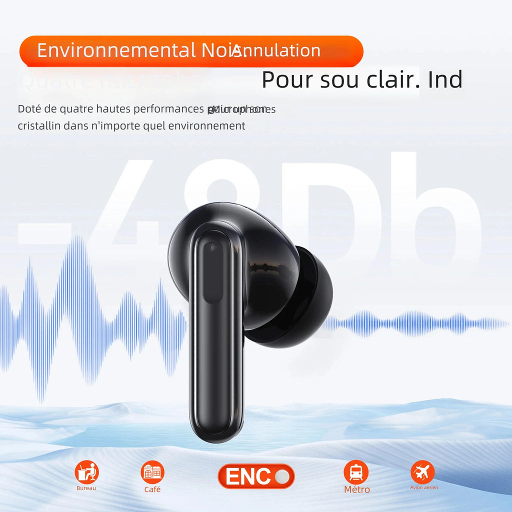 QERE E50 Écouteurs Bluetooth 5.3 TWS HiFi 28h – CLEVI Paris