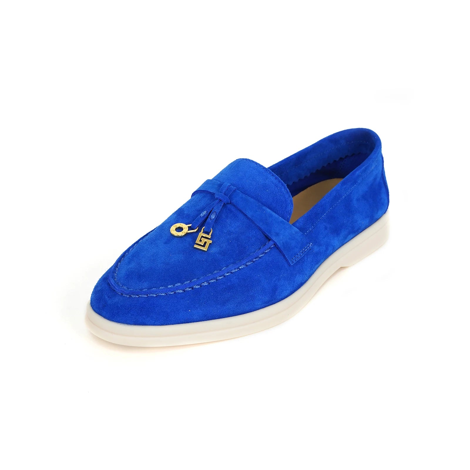 Mocassins Femme Daim Mouton Bout Rond Décoration Métal Slip-On Semelle Antidérapante – CLEVI Paris