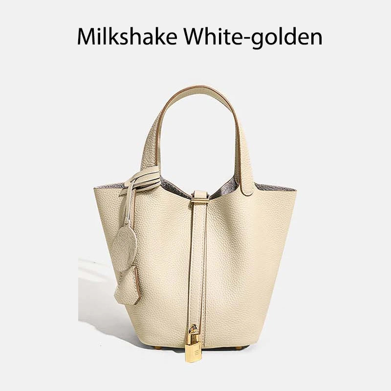 Sac Seau Femme Cuir Véritable TOGO Cadenas & Foulard Décoratif – CLEVI Paris