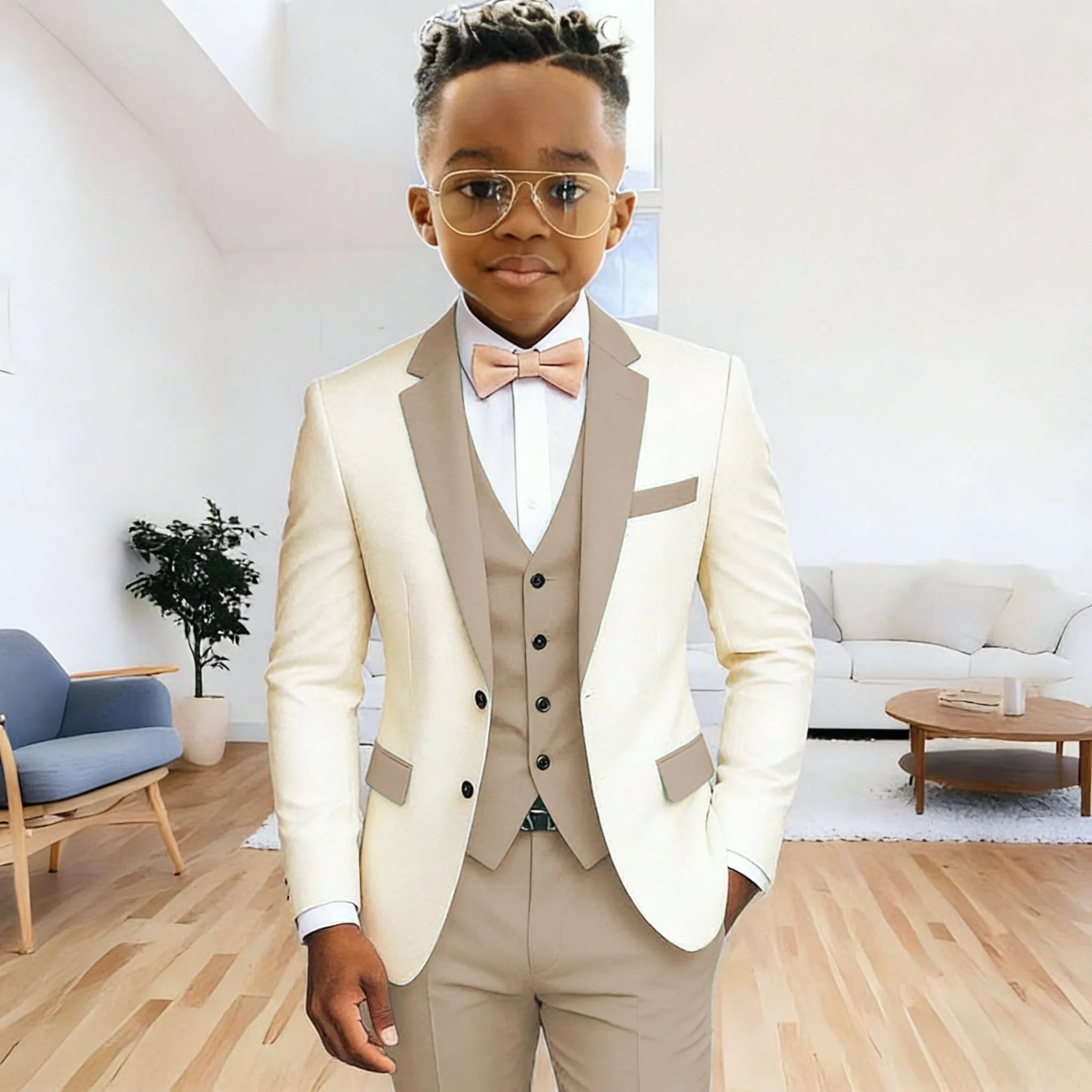Costume 3 Pièces Garçon | Veste + Gilet + Pantalon | Mariage Cérémonie 2-16 Ans