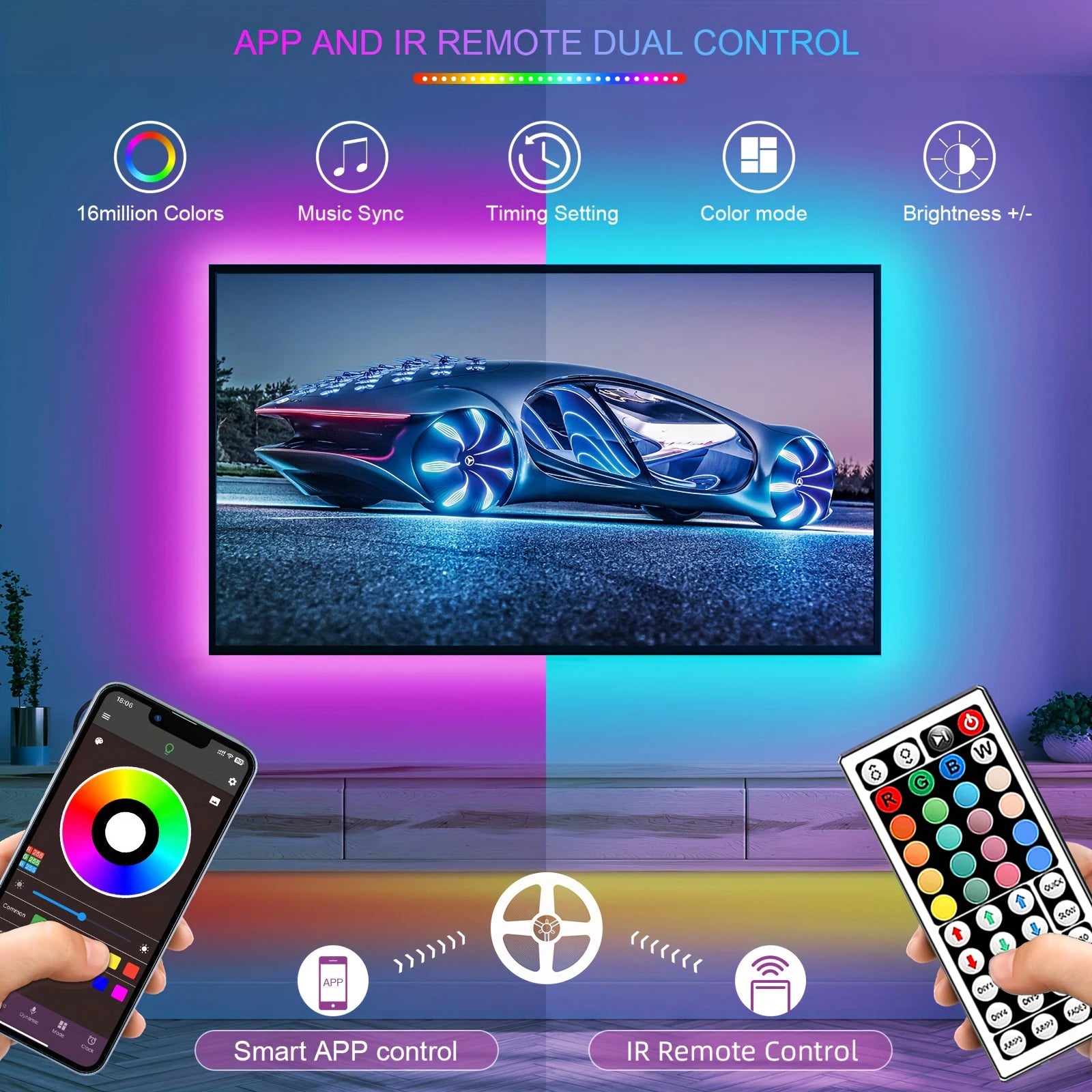 Ruban LED RGB USB Contrôle APP & Télécommande — CLEVI Paris