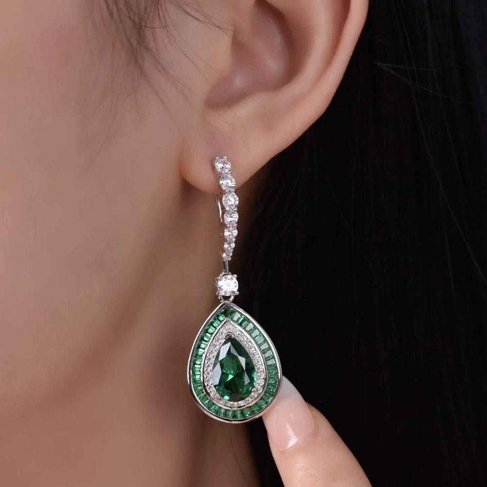 Boucles d’Oreilles Pendantes Rubis Émeraude Argent 925 – CLEVI Paris