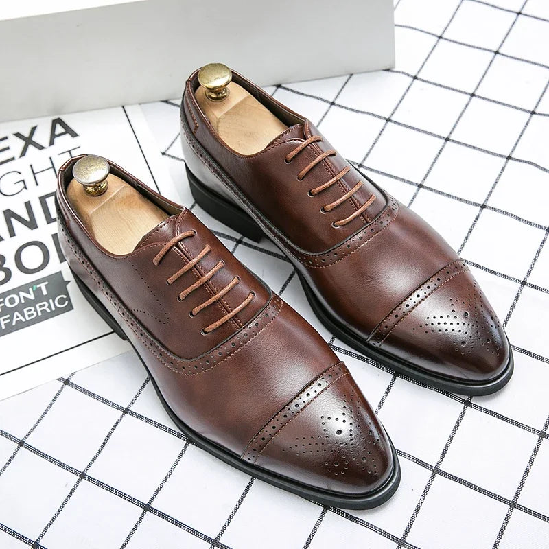 Richelieu Brogue Homme Semelle Rouge Rétro Sculpté Lacets | Business Mariage EU 38-48
