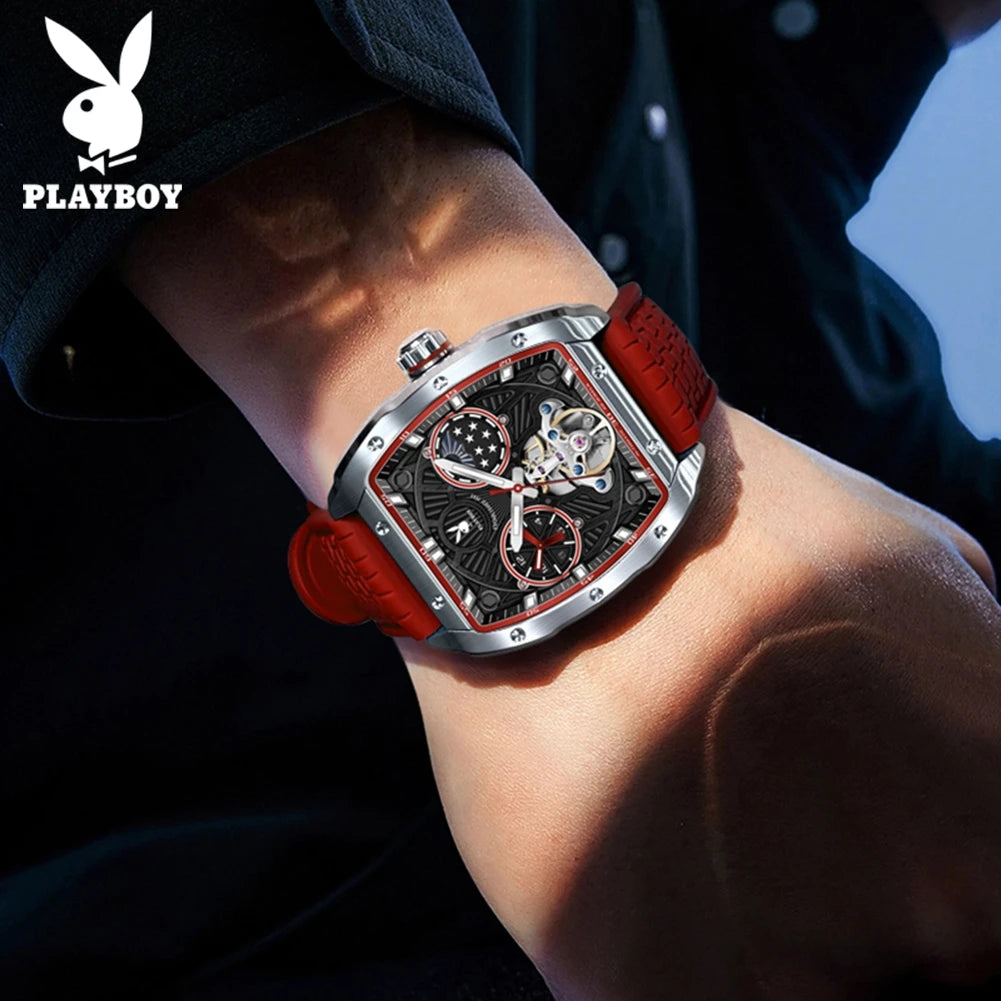 Montre Mécanique Automatique PLAYBOY Squelette Tourbillon – CLEVI Paris
