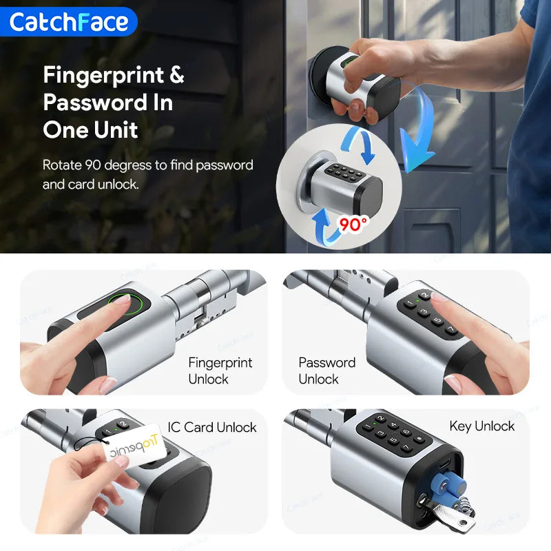 Cylindre Connecté Catchface V1 Pro+ Empreinte Digitale Tuya Ajustable – CLEVI Paris