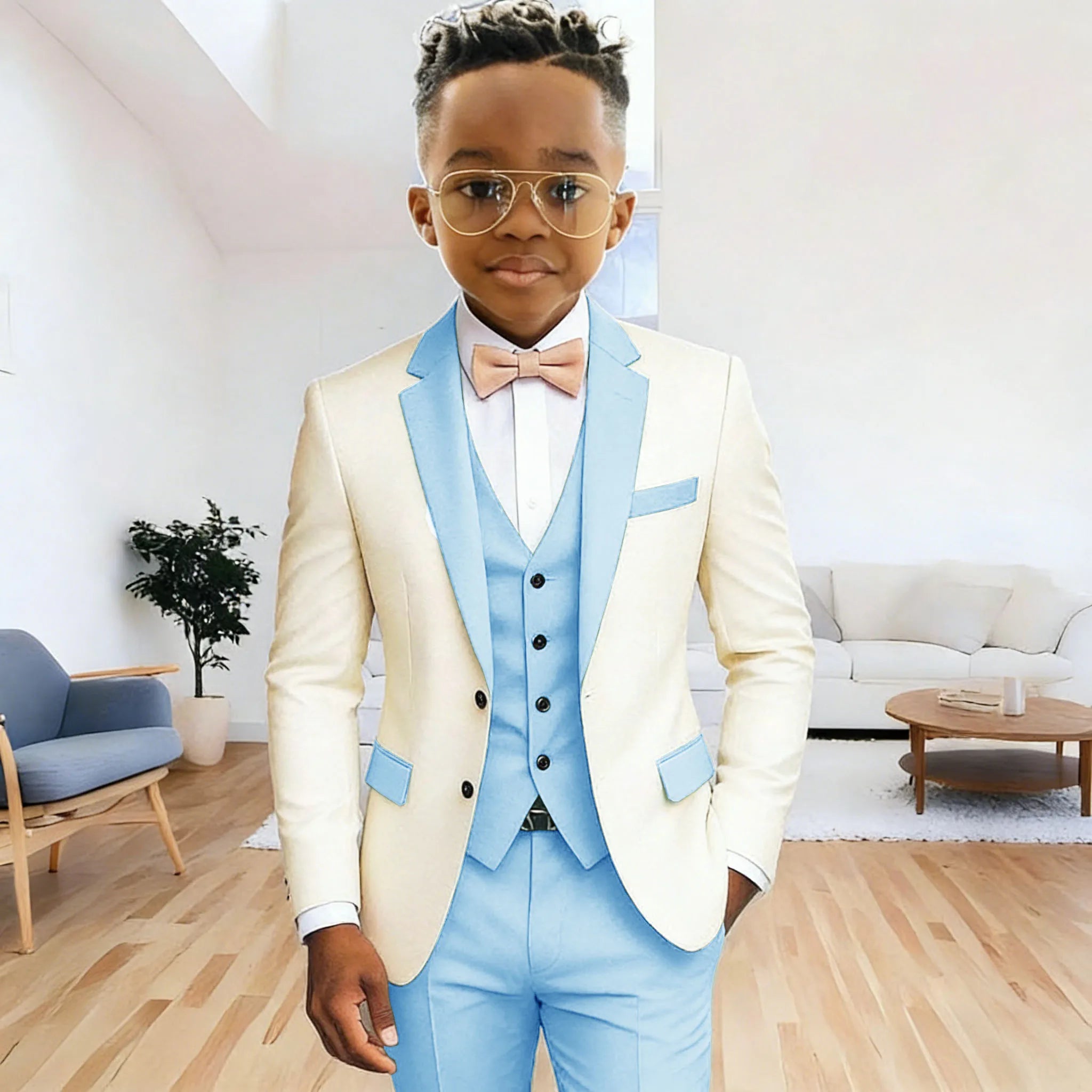 Costume 3 Pièces Garçon | Veste + Gilet + Pantalon | Mariage Cérémonie 2-16 Ans