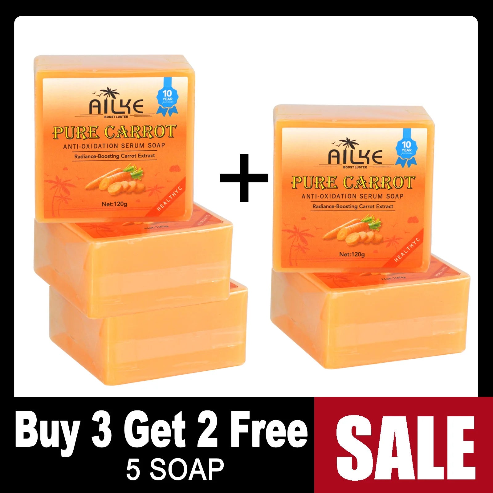 Savon Artisanal AILKE Carotte & Vitamine C 120g – Éclaircissant, Antioxydant & Hydratant – CLEVI Paris