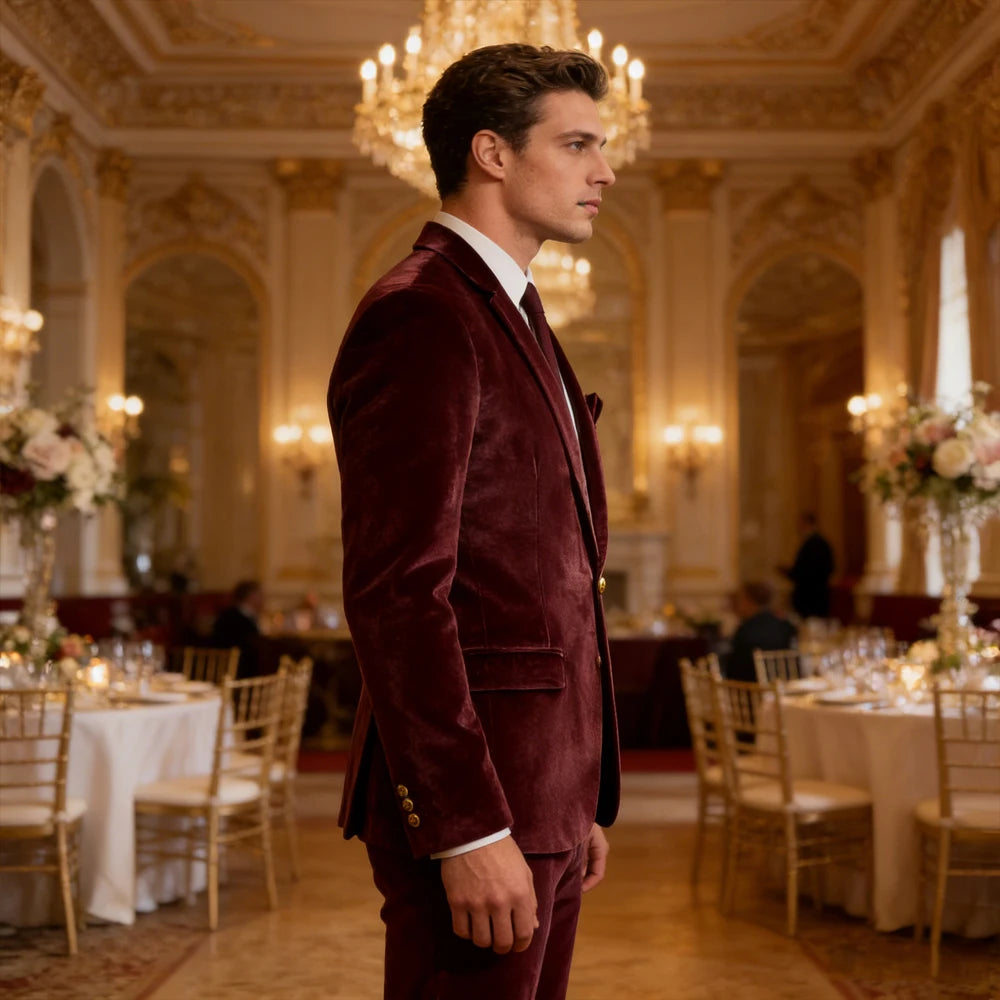 Blazer velours homme à bouton doré – CLEVI Paris
