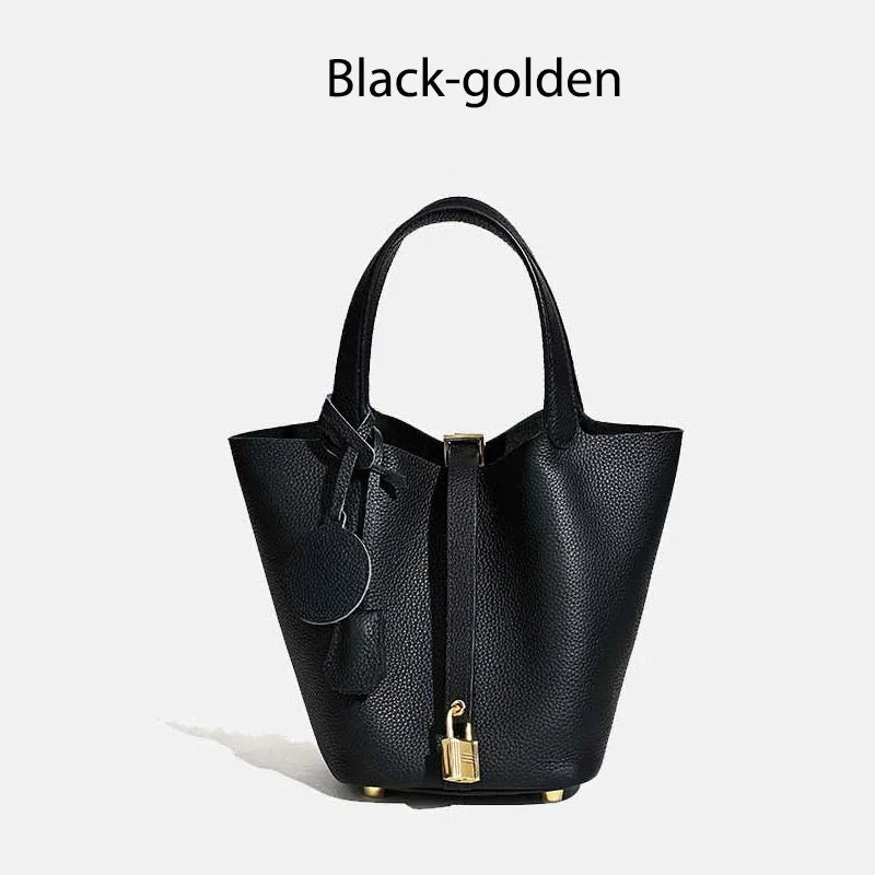 Sac Seau Femme Cuir Véritable TOGO Cadenas & Foulard Décoratif – CLEVI Paris