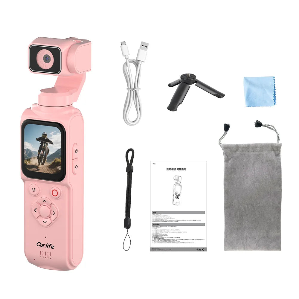 Caméra Sport 4K Ourlife M105 – Suivi Facial 330°, Gimbal, Écran Tactile 1,72" & 64 MP – CLEVI Paris