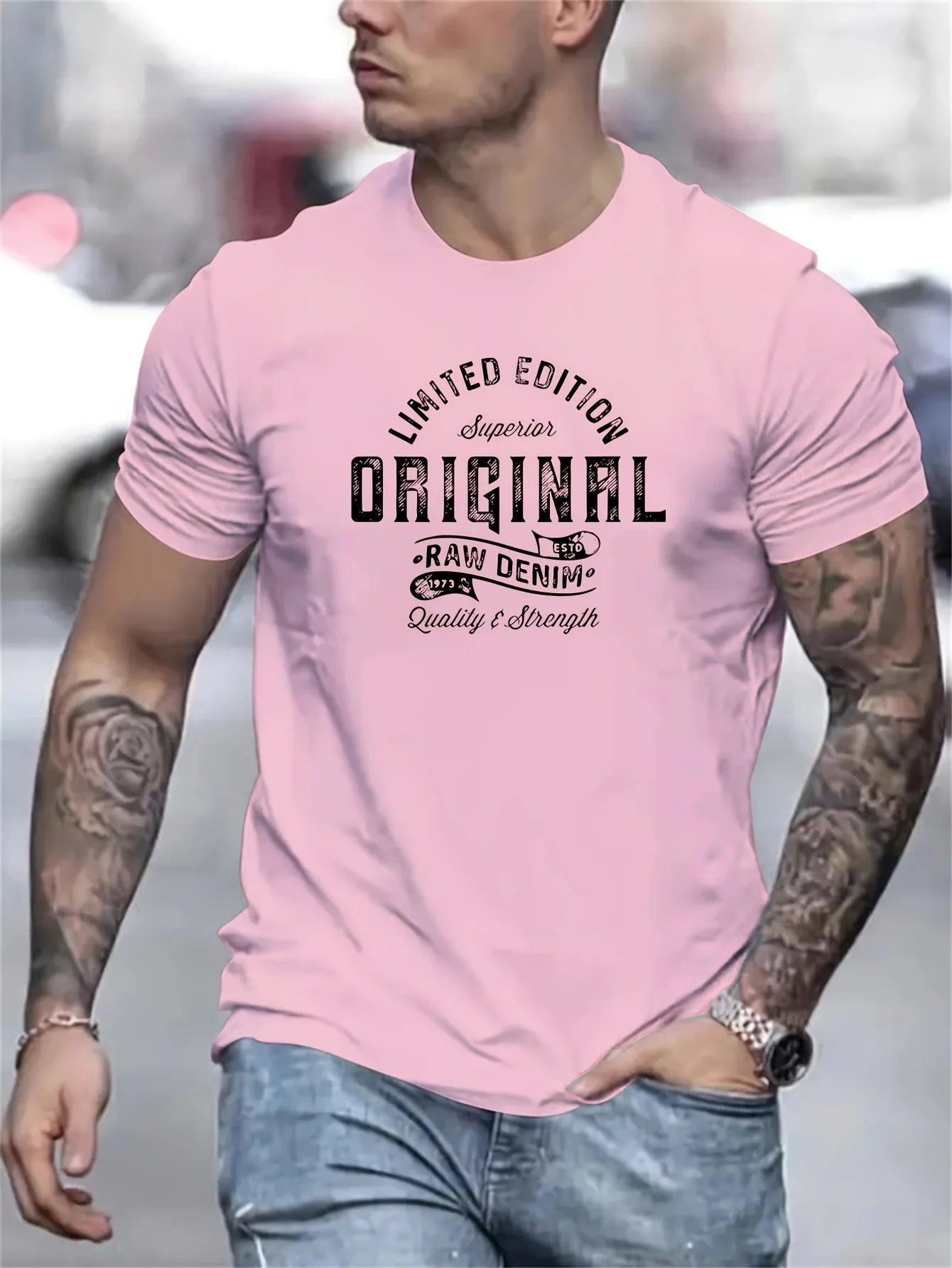 T-Shirt Homme 100% Coton Loose Col Rond Imprimé Lettres Style Américain 18 Coloris – CLEVI Paris