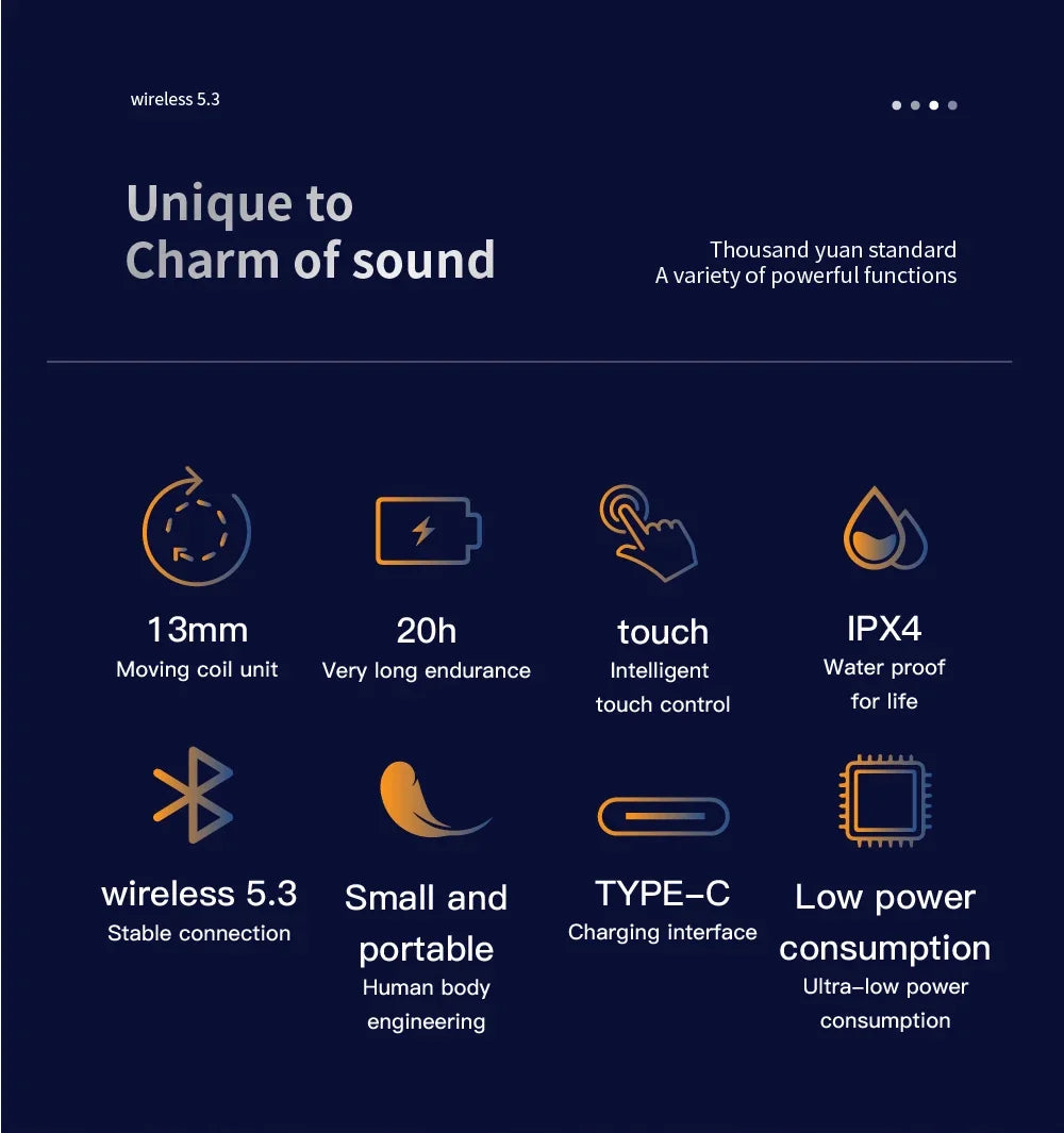 Écouteurs TWS Bluetooth 5.3 Sans Fil – HiFi Réduction de Bruit Micro Contrôle Volume USB-C – CLEVI Paris