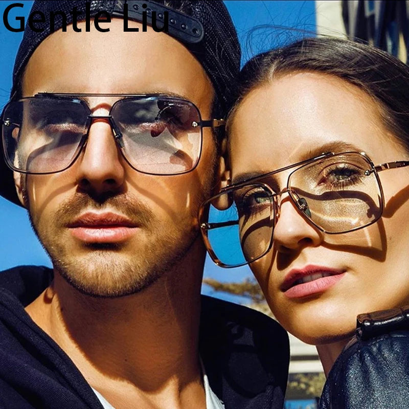 Lunettes de Soleil Oversize Sans Monture Carrées UV400 Homme – CLEVI Paris