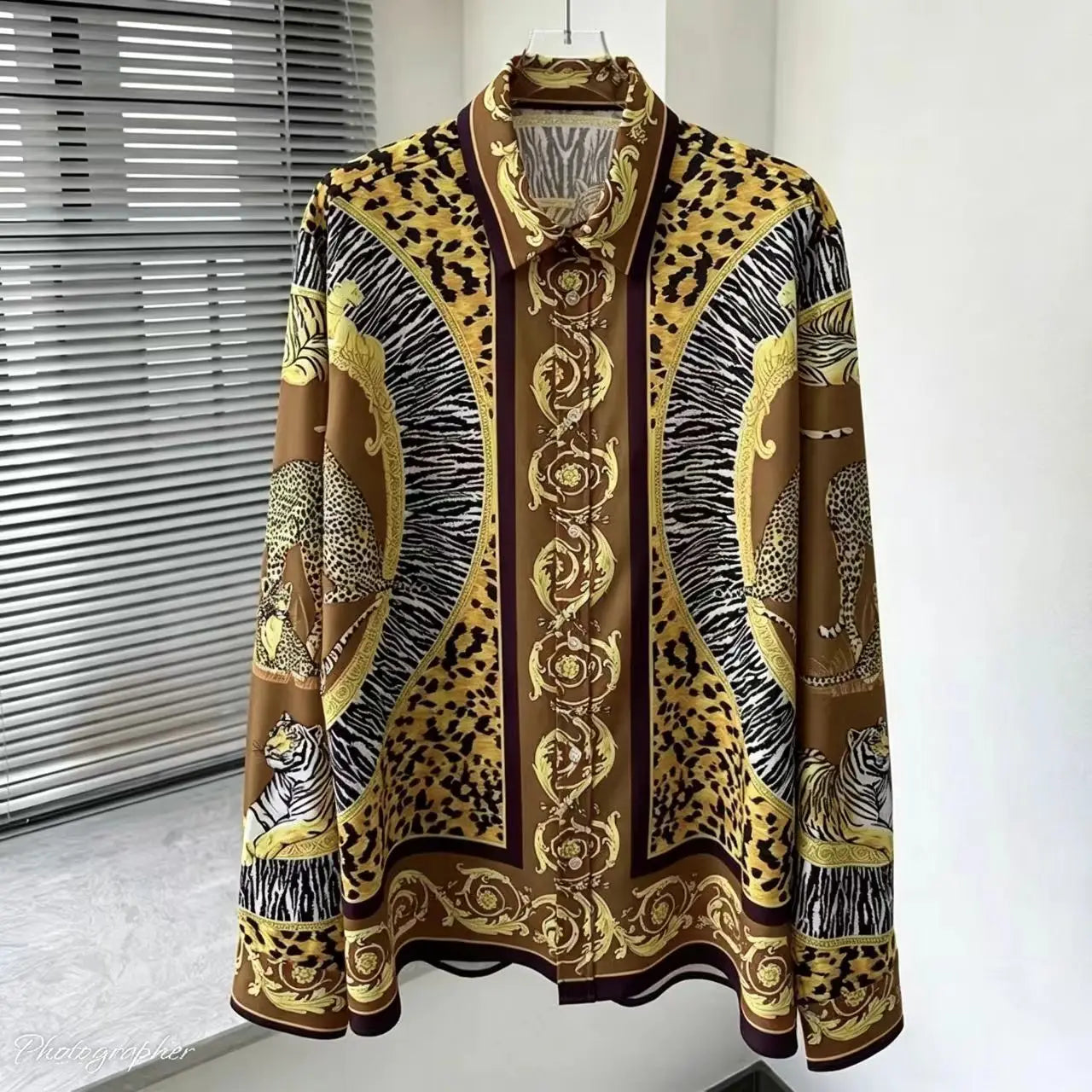 Chemise Homme Manches Longues – Impression 3D | Style Européen | Grande Taille