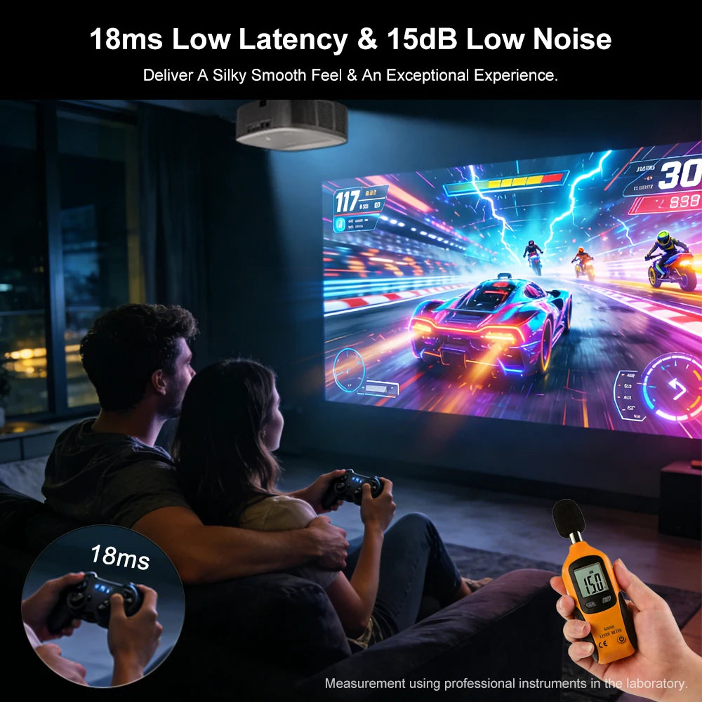 Everycom HQ11W Projecteur Android 15 1080P 4K 3600 ANSI Autofocus WiFi 6 BT HDR10 MEMC Son 20W – CLEVI Paris