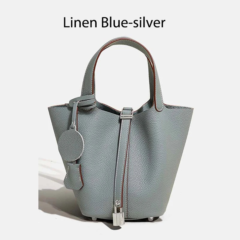 Sac Seau Femme Cuir Véritable TOGO Cadenas & Foulard Décoratif – CLEVI Paris