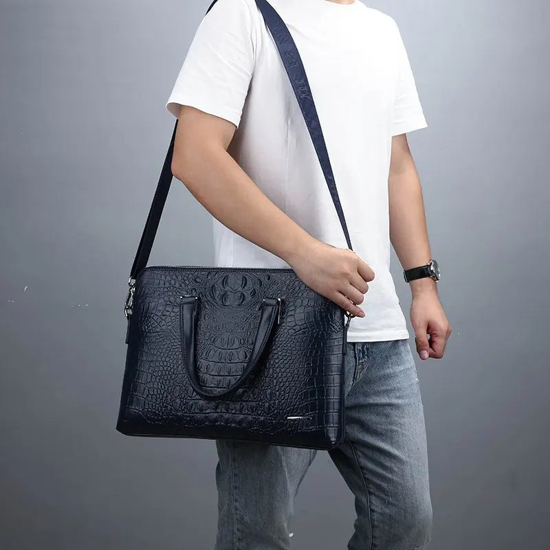 Serviette PU Motif Croco Homme Ordinateur 14" Business 720g – CLEVI Paris
