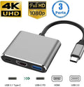 Hub USB-C 3-en-1 PD 100W HDMI 4K 30Hz USB 3.0 Compact Gris – CLEVI Paris
