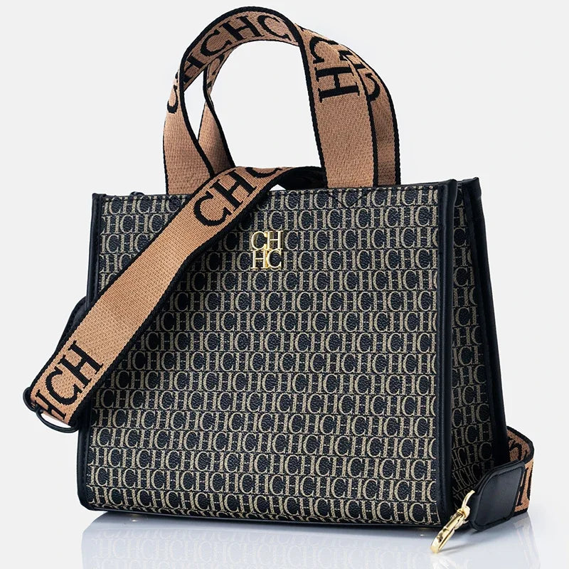 Sac Tote Femme Simili Cuir Monogramme Logo Métal Fermeture Zip Luxe Léger – CLEVI Paris