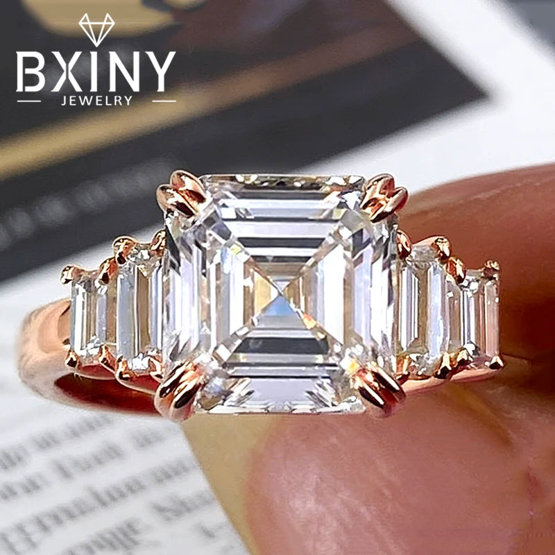 Bague Femme Moissanite Asscher 4CT Argent 925 Or – CLEVI Paris