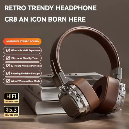 Casque Bluetooth 5.3 Pliable Rétro DJ Stéréo Micro Filaire & Sans Fil – CLEVI Paris
