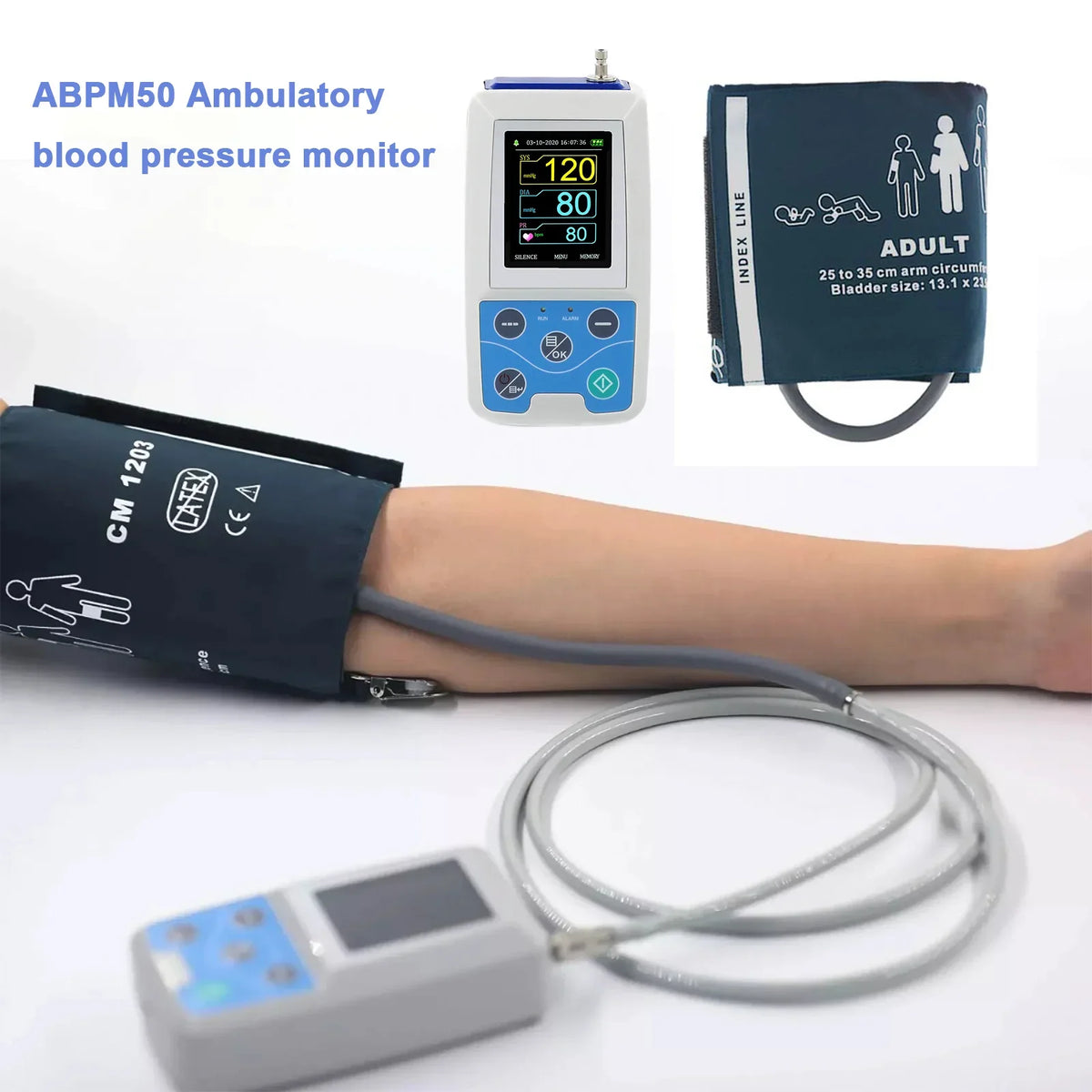 Tensiomètre Ambulatoire 24h Contec ABPM50 Bluetooth SpO2 NIBP 1 ou 3 Brassards – CLEVI Paris