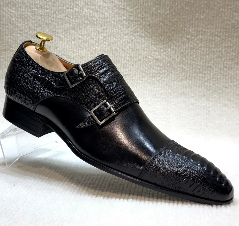 Monk Shoes Homme Double Boucle Cuir Vache Luxe Business Mariage – CLEVI Paris