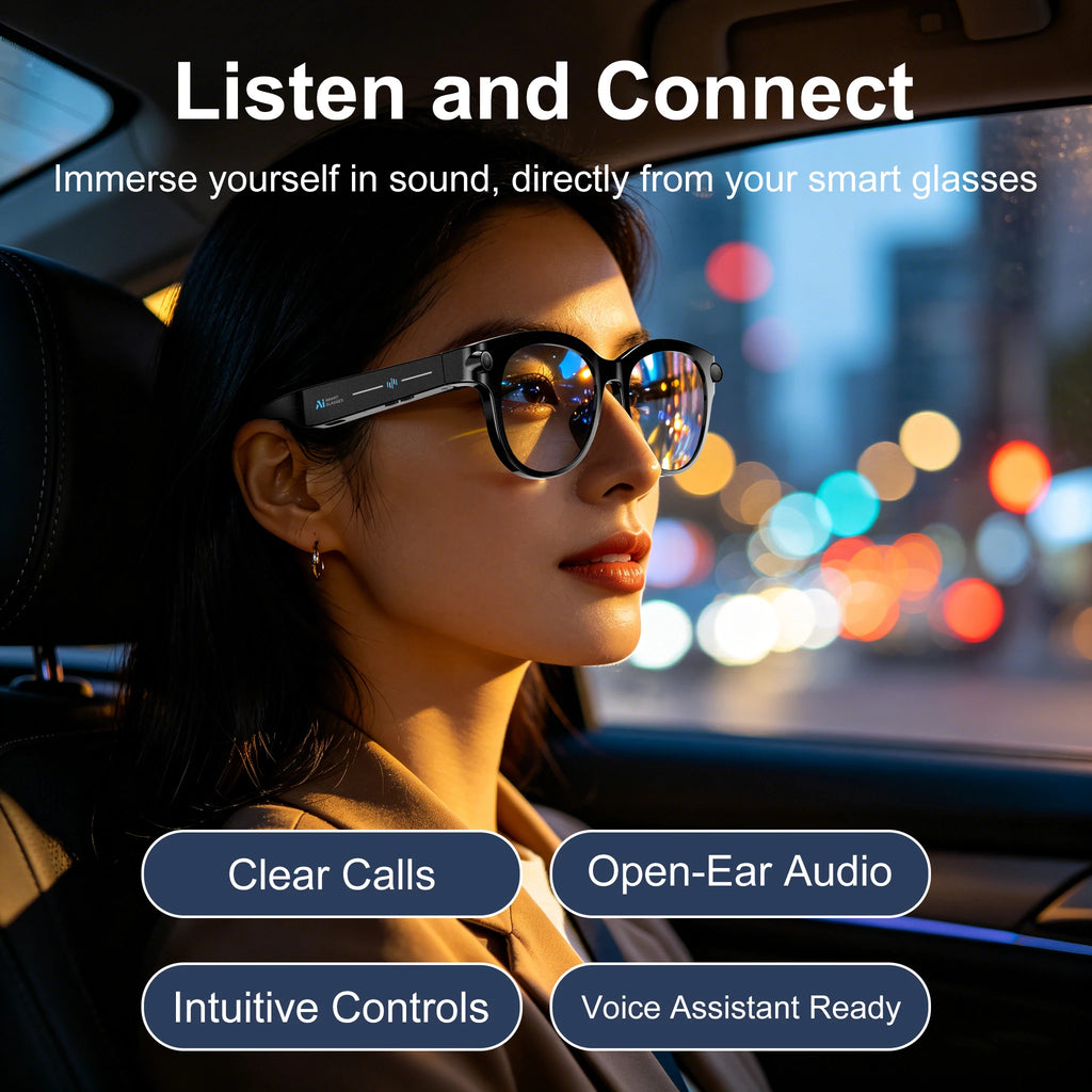 Lunettes Connectées Lenovo M89 Caméra 16MP 4K OIS Flash LED Bluetooth 5.3 Traduction 11 Langues 12h Batterie Cobalt – CLEVI Paris