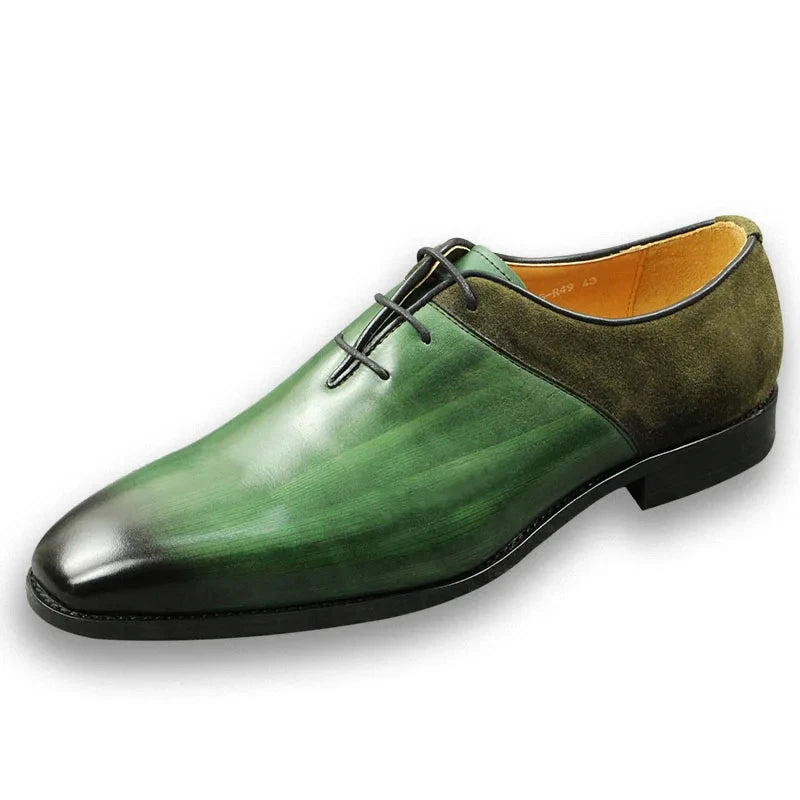 Oxford Homme Cuir Véritable | Chaussures Élégantes Noir & Vert