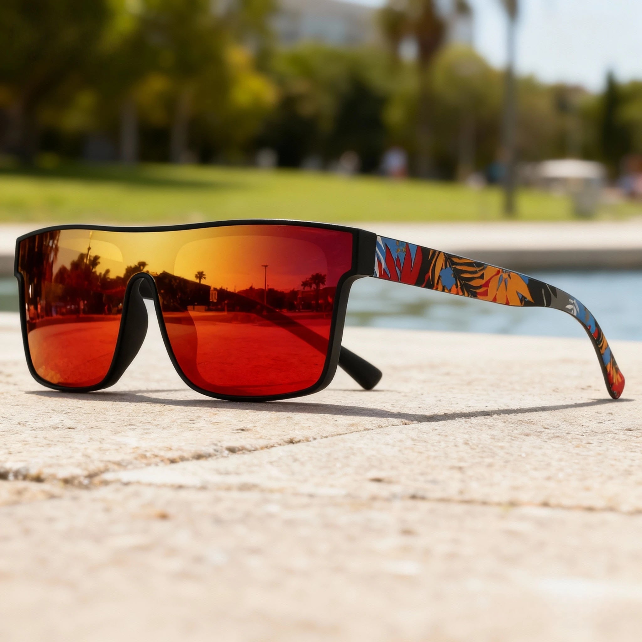 Lot 2 Lunettes de Soleil Carrées Unisexe UV400 Temples Motifs – CLEVI Paris