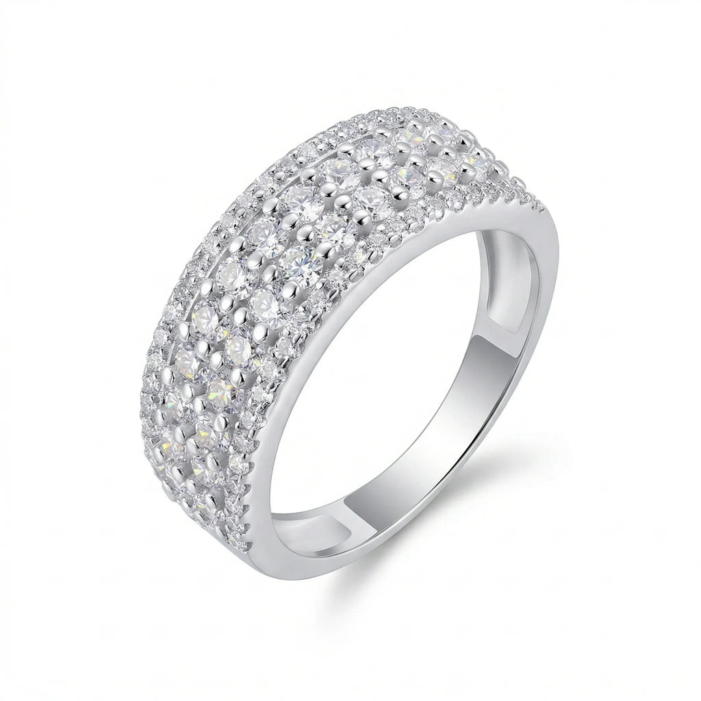 Bague Double Rang Moissanite Pavé Argent 925 – CLEVI Paris