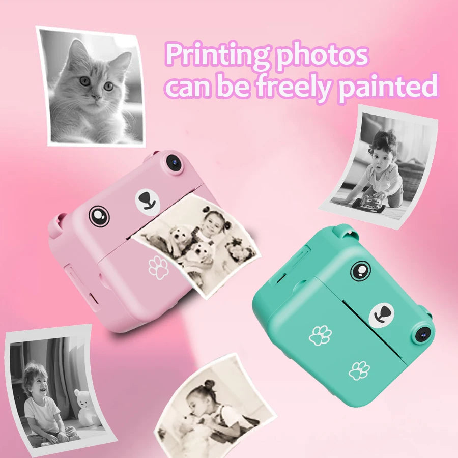 Appareil Photo Enfant avec Impression Instantanée – Caméra Jouet Portable, 4 Coloris, Papier Thermique Inclus en Option