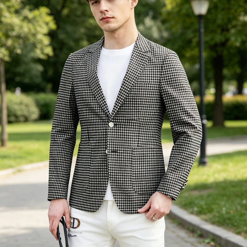 Blazer homme à carreaux 2 boutons – CLEVI Paris