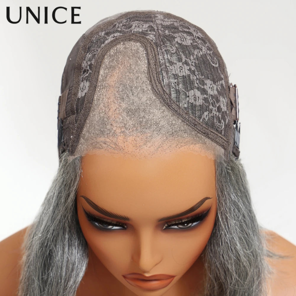 Perruque bob brushing poivre et sel – CLEVI Paris