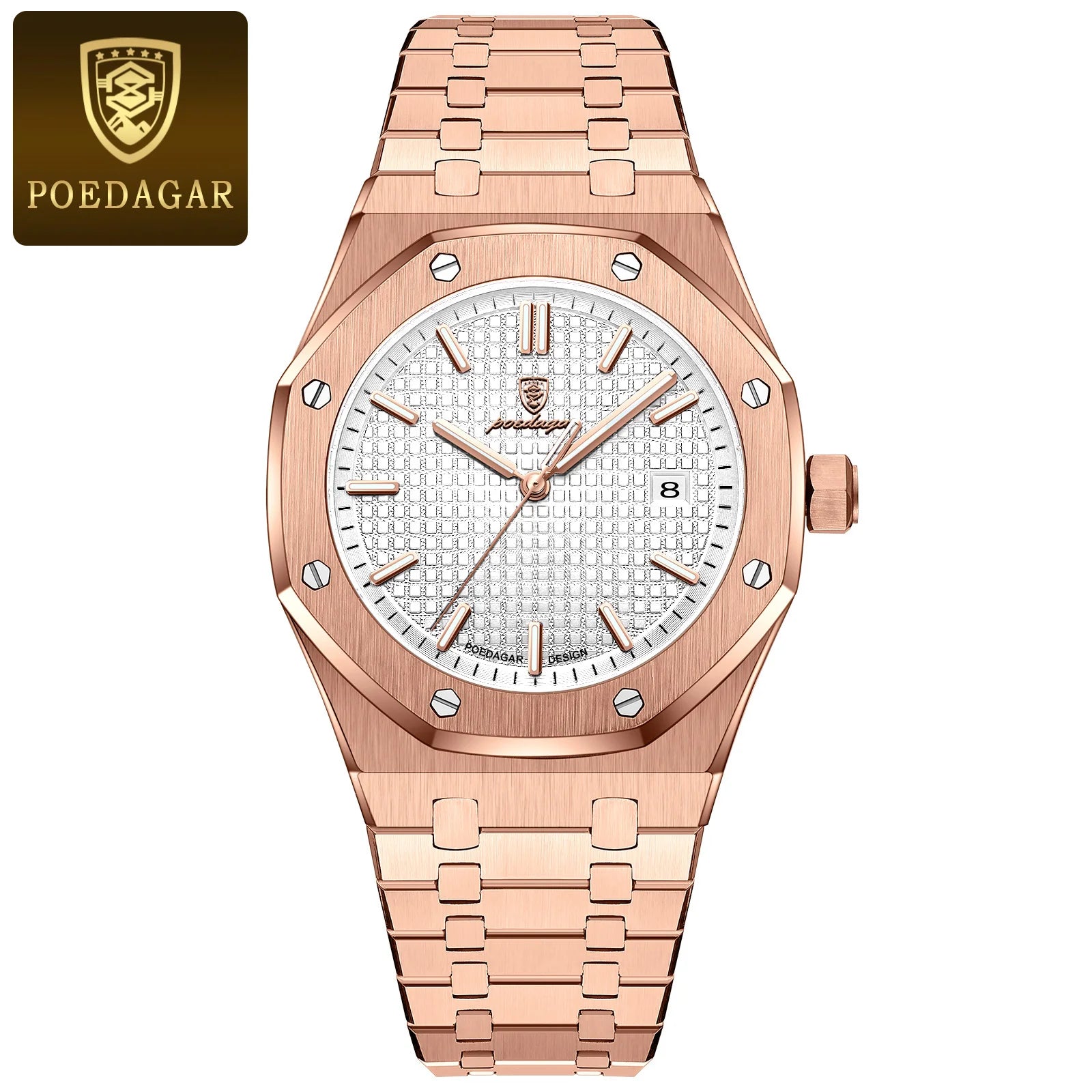 Montre POEDAGAR 924 – Quartz Business Luxe, Date, Aiguilles Lumineuses, Acier Inoxydable 40 mm, Étanche 3 ATM – CLEVI Paris