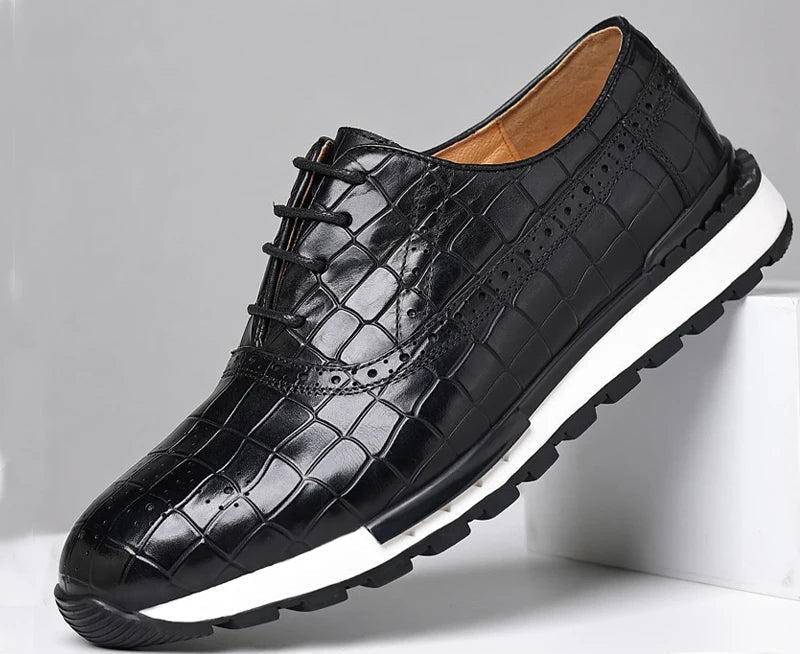 Sneakers Cuir Véritable Homme Luxe – Motif Tressé, Lacets – CLEVI Paris
