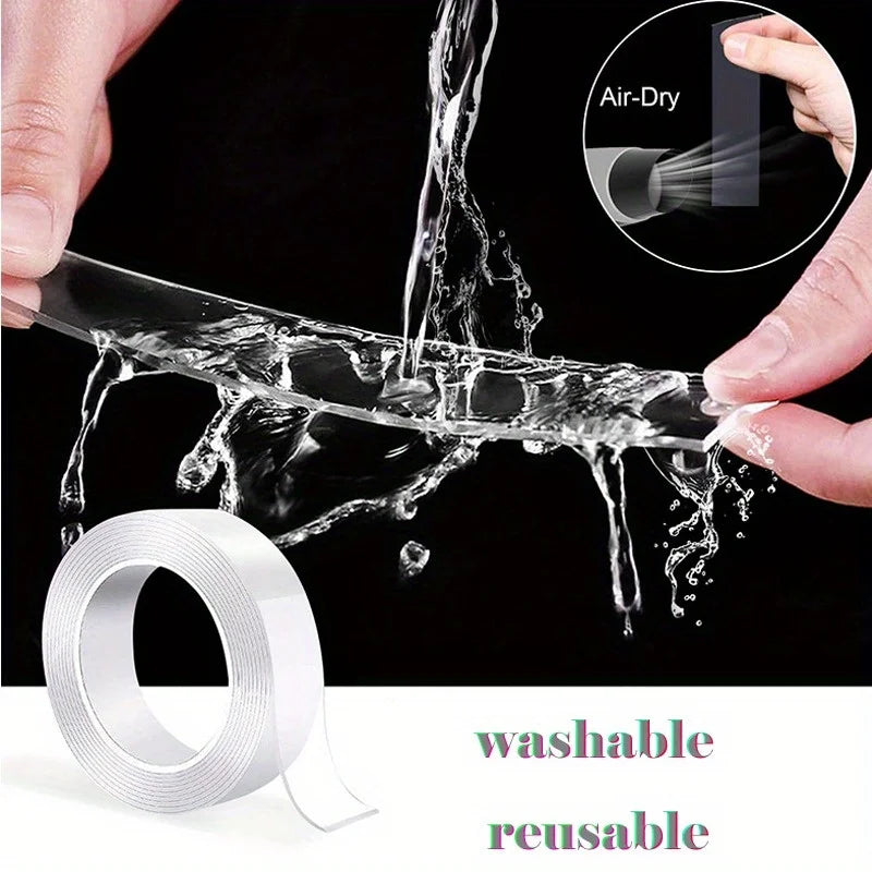 Ruban Adhésif Double Face Nano | PET Réutilisable, Lavable, Transparent, Imperméable – CLEVI Paris