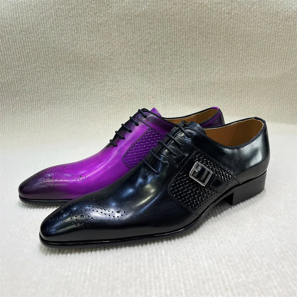 Brogue Oxford Homme Luxe Cuir de Veau Fait Main Bout Pointu – CLEVI Paris