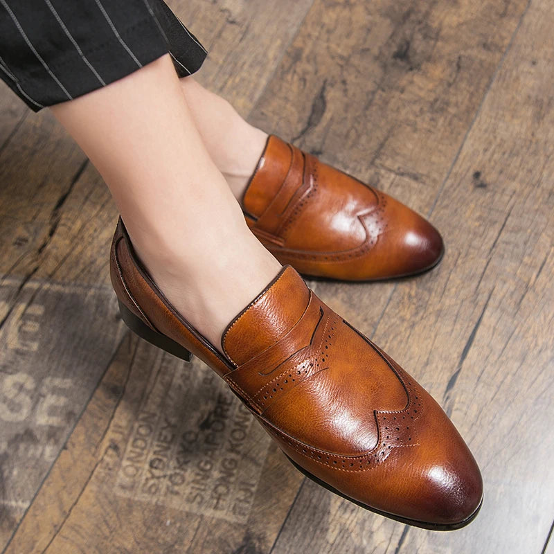 Mocassin Brogue Homme Cuir Véritable – Chaussure de Conduite Mariage Mode – CLEVI Paris