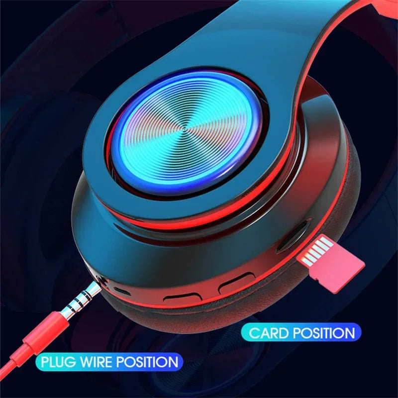 Casque Bluetooth Pliable Vghoqget – ANC, Micro, LED RGB, TF/FM, Filaire & Sans Fil, 8H