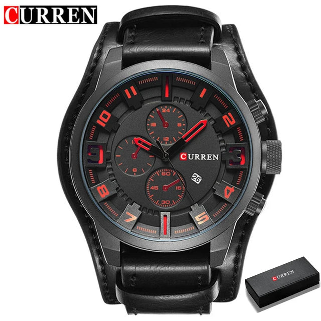 CURREN Montre Quartz Homme Style Chronographe Cuir Date Jour 45mm Mouvement Japonais – CLEVI Paris