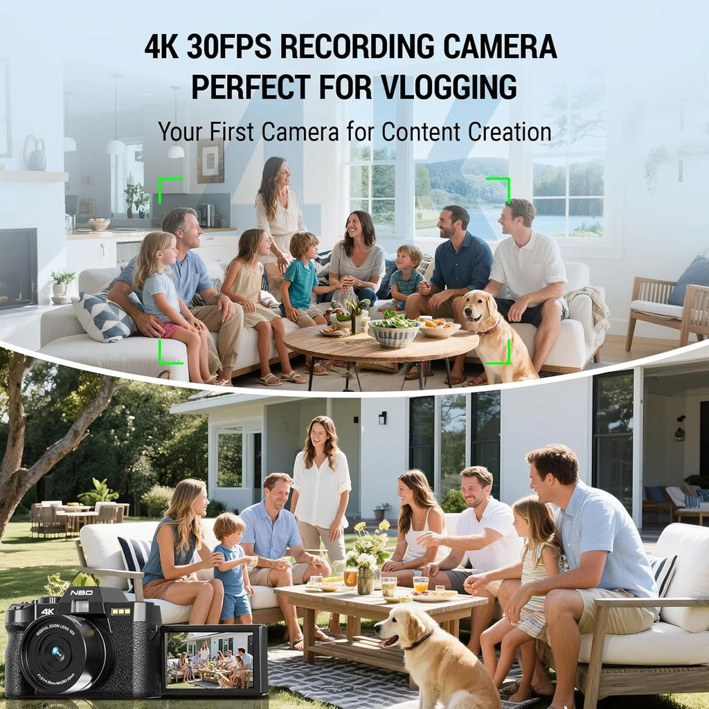 Appareil Photo Rétro NBD S100 4K 48MP WiFi – Écran 3" 180°, Grand Angle + Macro, Webcam