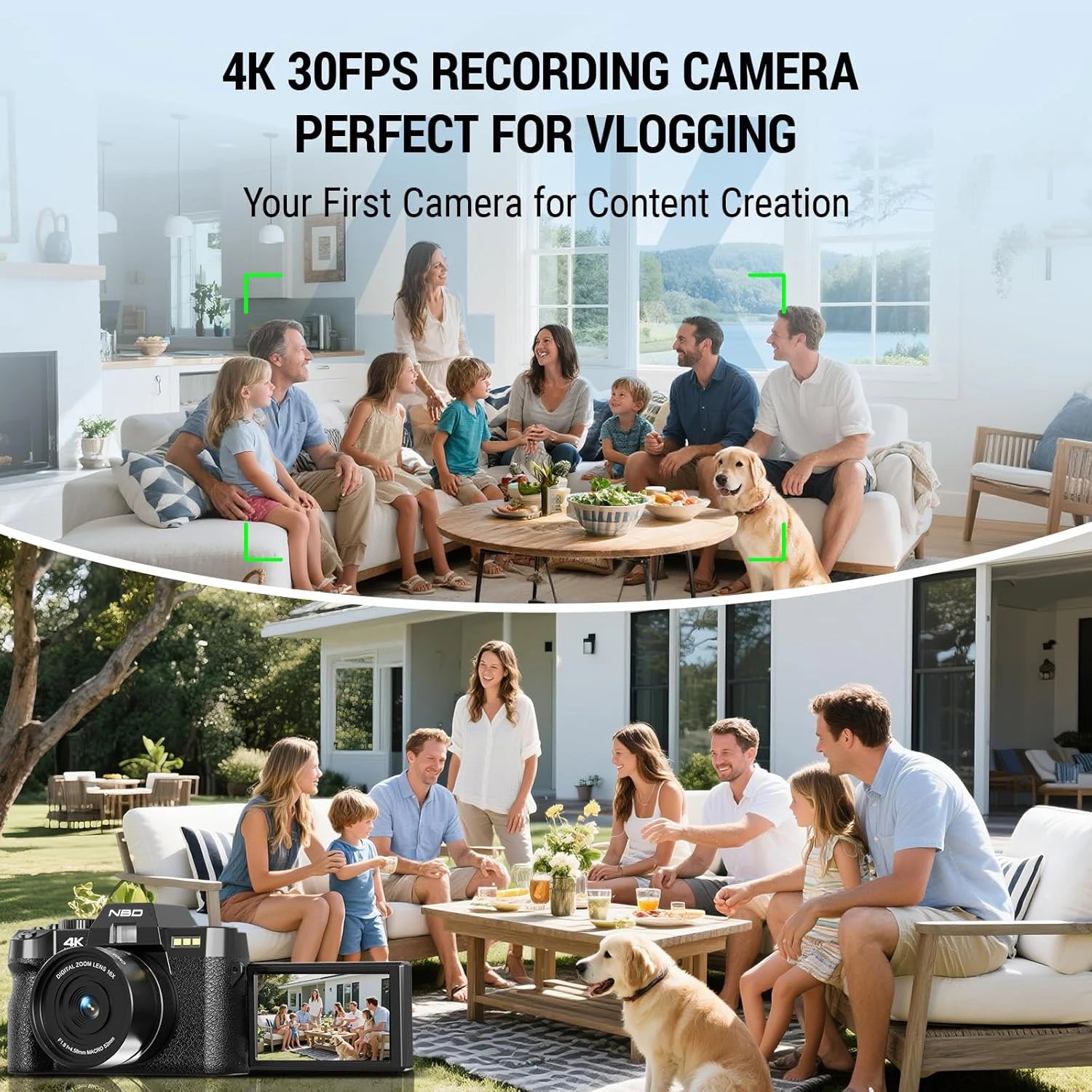 Appareil Photo Rétro NBD S100 4K 48MP WiFi – Écran 3" 180°, Grand Angle + Macro, Webcam