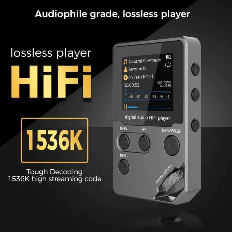 Lecteur MP3 Bluetooth 8 Go – Boîtier Zinc, 50h d'autonomie, Radio FM & Enregistreur