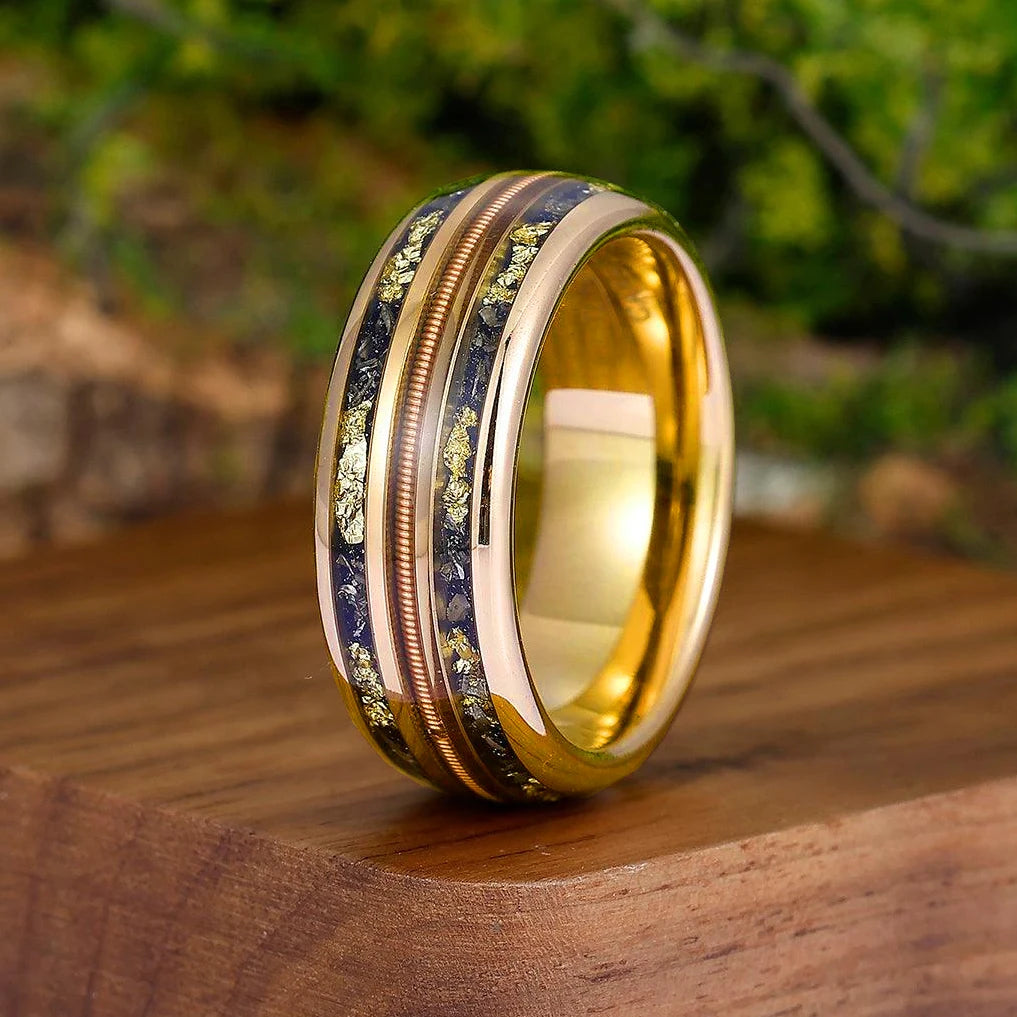 Bague Unisexe Opale Rouge et Météorite – CLEVI Paris