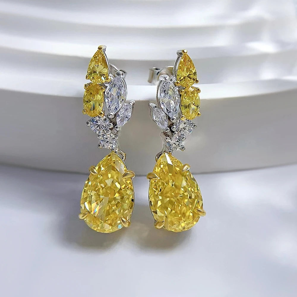 Boucles d’Oreilles Pendantes Citrine Radiant 8x12mm Argent 925 – CLEVI Paris