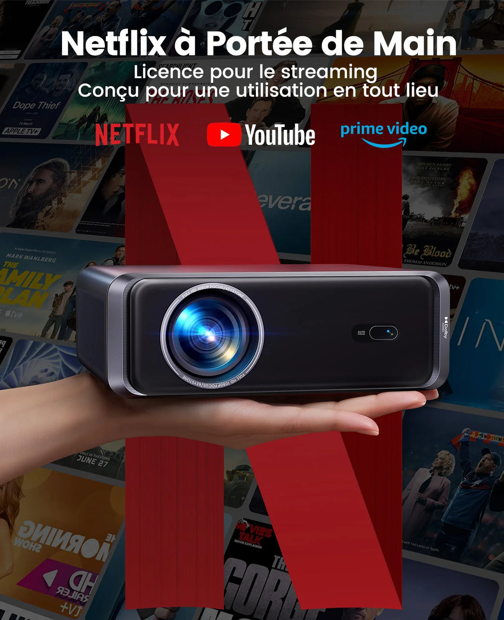 Laresar A1 Projecteur Netflix Linux 1080P 4K 1000 ANSI Autofocus WiFi 6 BT 5.2 Dolby HDMI ARC Son 8W – CLEVI Paris