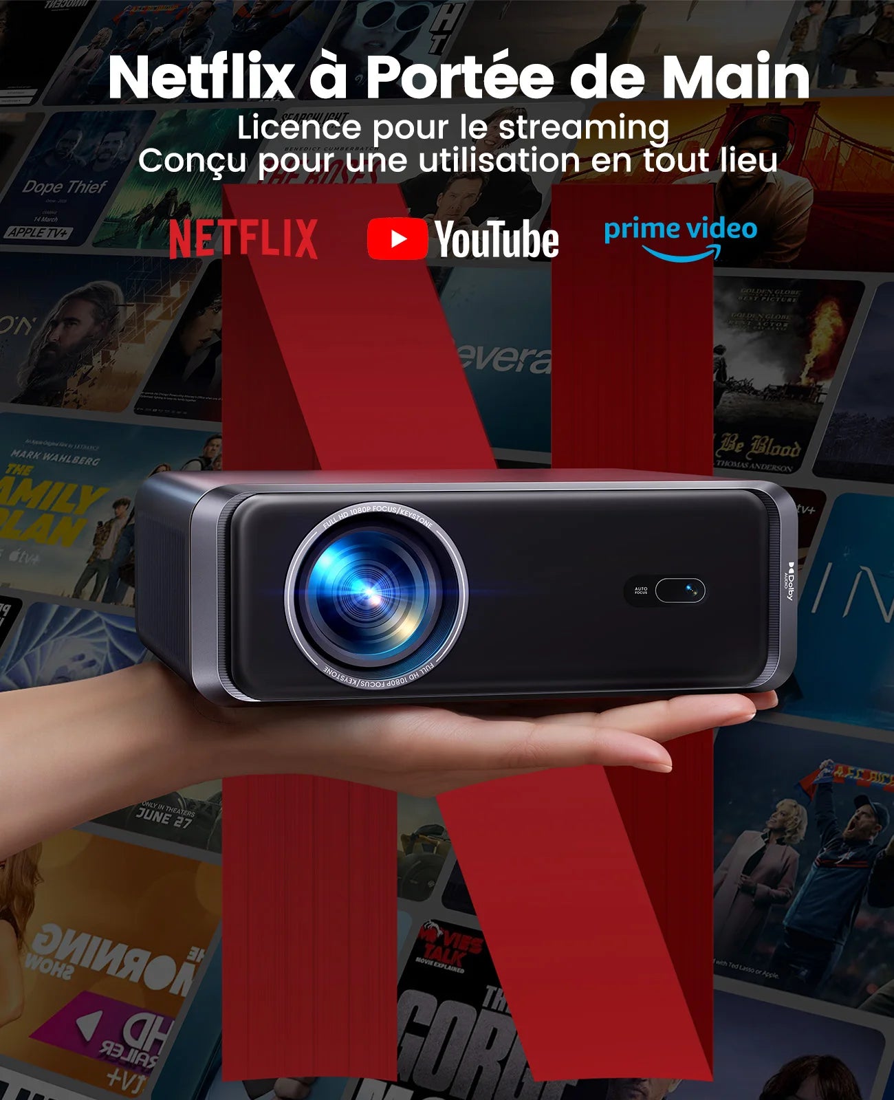 Laresar A1 Projecteur Netflix Linux 1080P 4K 1000 ANSI Autofocus WiFi 6 BT 5.2 Dolby HDMI ARC Son 8W – CLEVI Paris