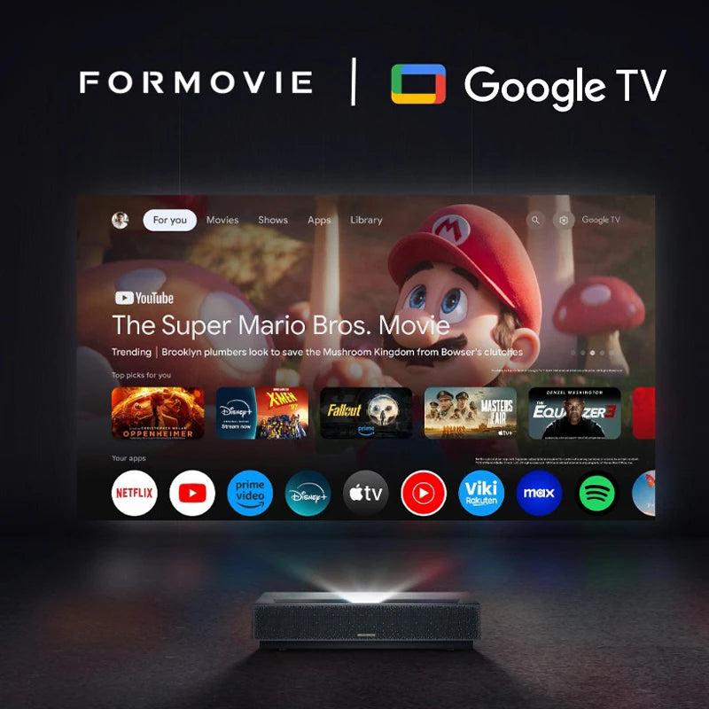 Formovie Theater Projecteur Laser Ultra-Courte Focale 4K Google TV 1800 ISO DLP 2560x1440 Son Dolby Atmos – CLEVI Paris